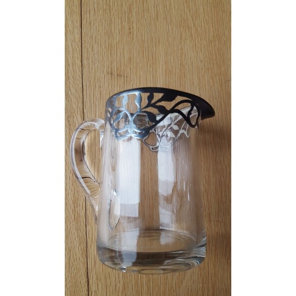 VINTAGE MID-CENTURY SILVER OVERLAY CREAMER & SUGAR Set, Sturdy/Nordic/Eclectic - Picture 8 of 11